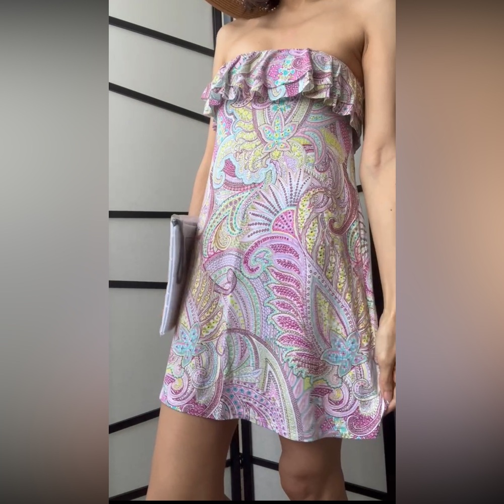 NWT Vintage Victoria's Secret Swim Strapless Tube Top Coverup Paisley Pink Small